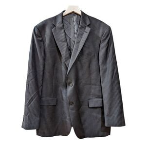 Hart Schaffner Marx USA Men's Black Pinstripe Two Button Blazer Size 46R
